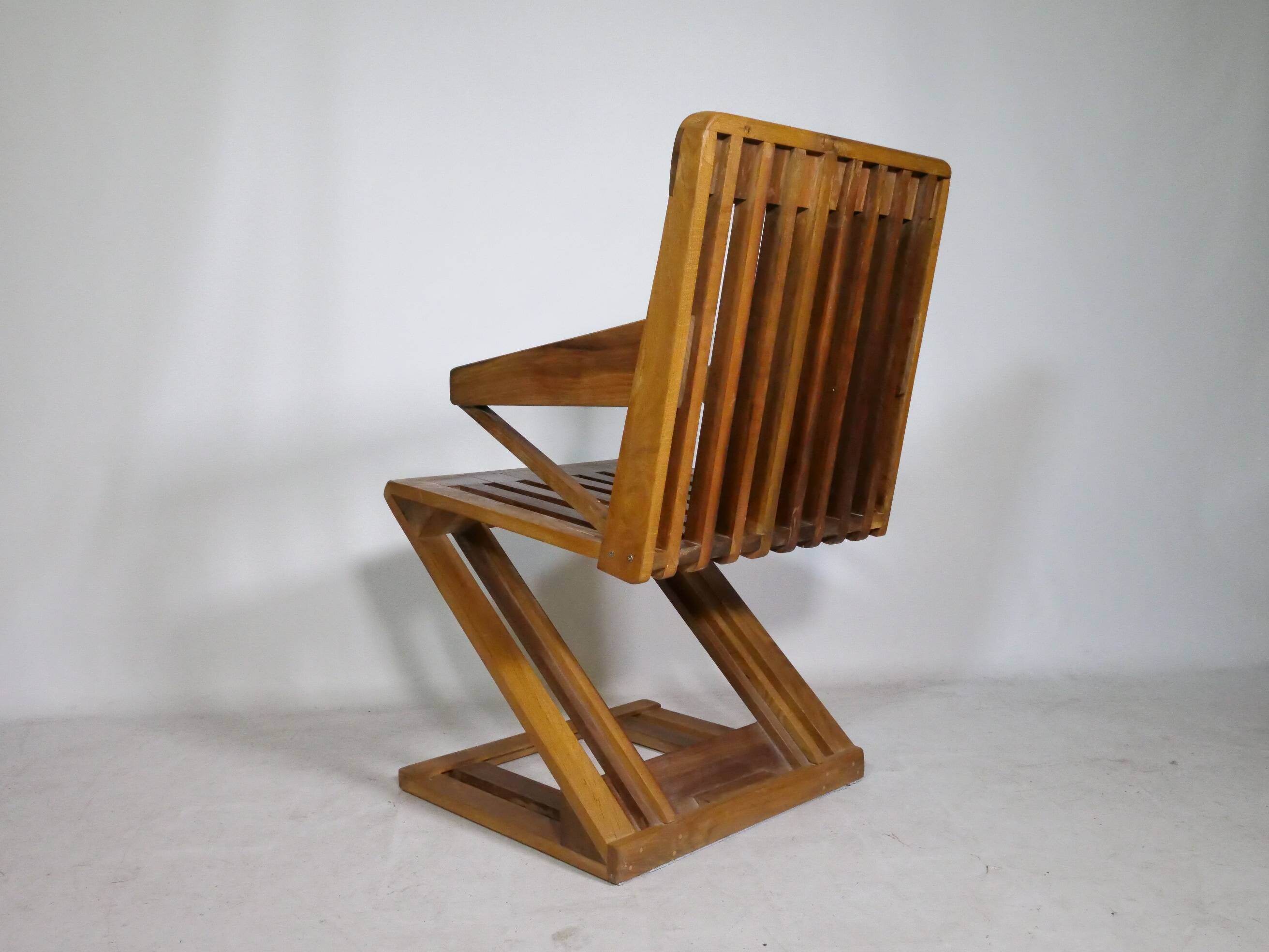 Zig Zag Vintage Chair Unique Piece Z Chair Solid Armchair, 70s 80s