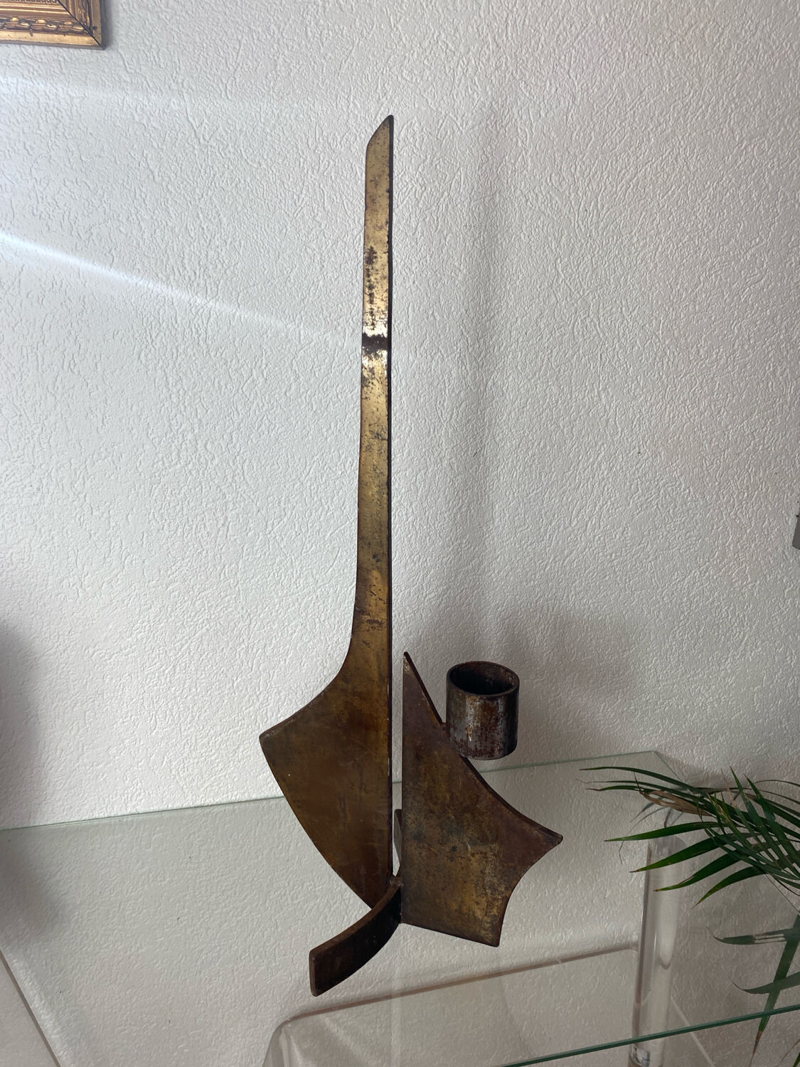 Large brutalist wrought iron chandelier, 1970s