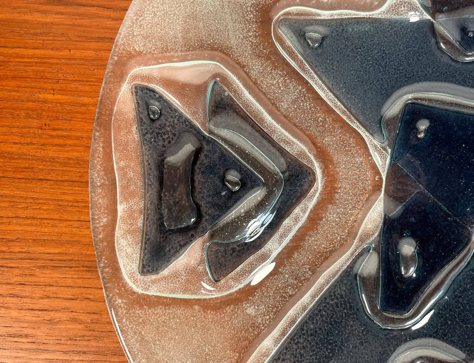 Large glass art bowl from mid-century Danish design, 1960s.