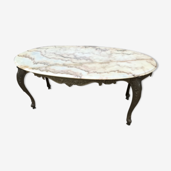 Marble and brass coffee table