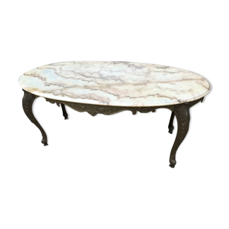 Marble and brass coffee table