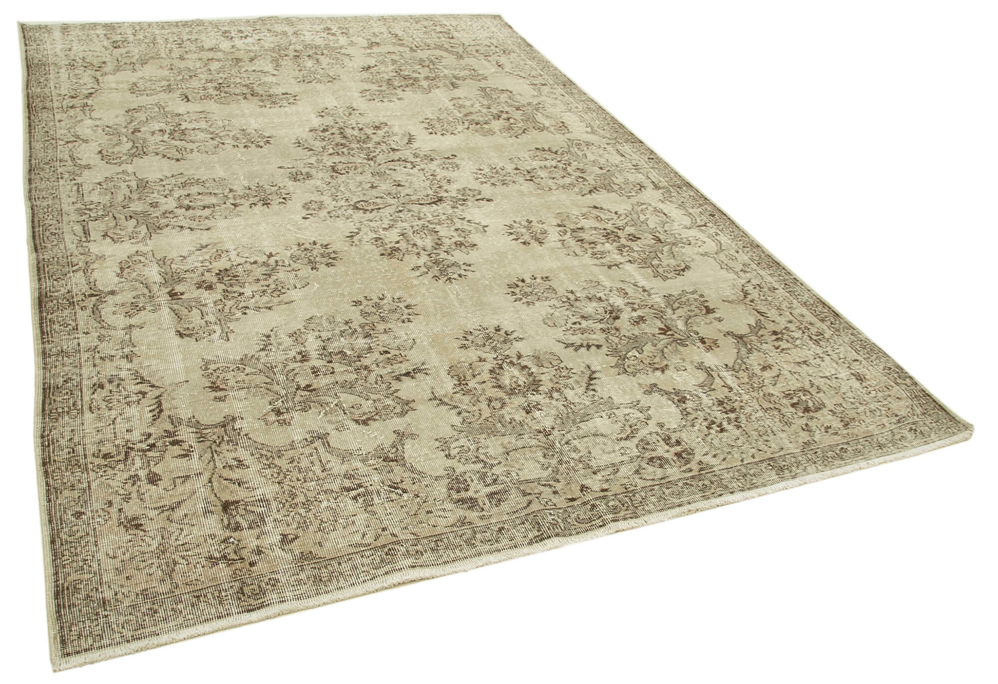 Hand-knotted unique turkish beige rug 208 cm x 310 cm