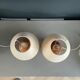 Pair of round base bedside lamps