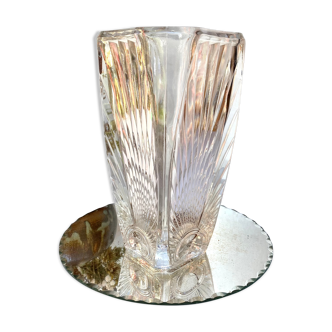 Vintage chiseled glass vase