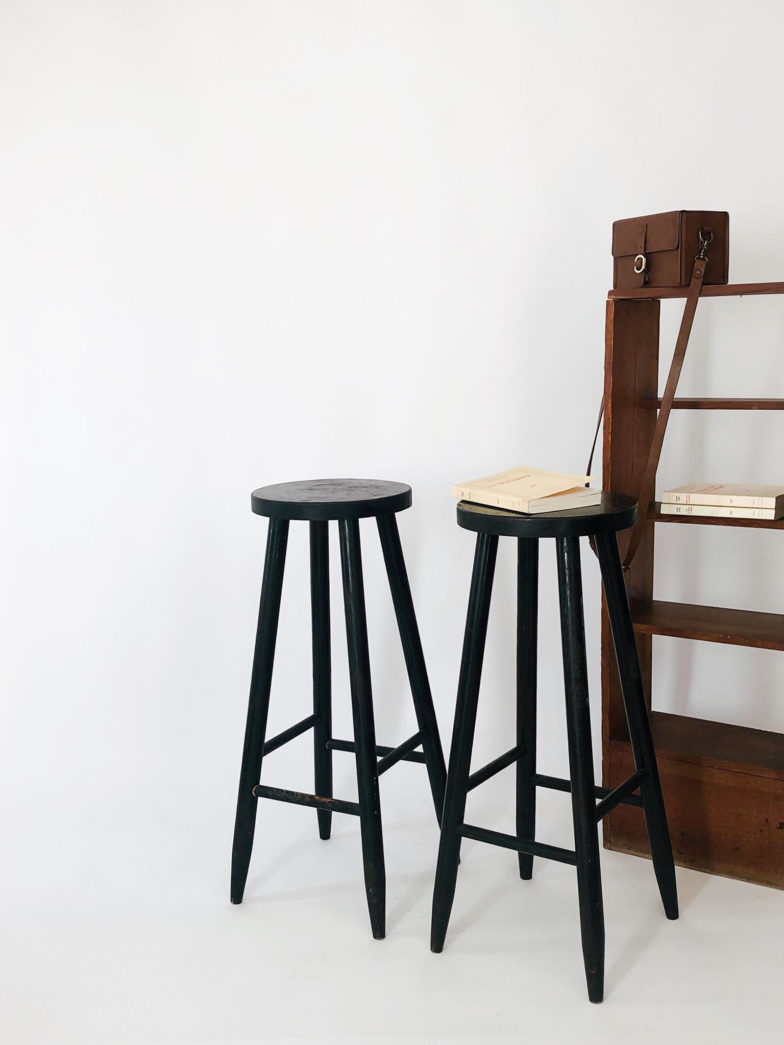 Pair wooden bar stools