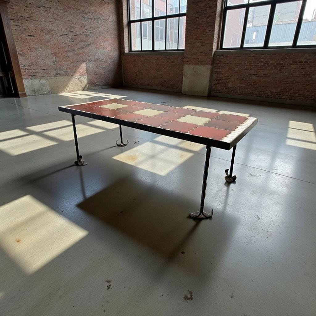 Vintage terracotta red coffee table / checkered table / coffee table