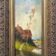 Nineteenth century painting HSP "Landscape with the river" signed + barbizon frame