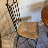 Table and four chairs wrought iron and wood