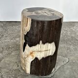 Small black, white and gray petrified wood side table H28cm D:18.5