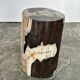 Small black, white and gray petrified wood side table H28cm D:18.5