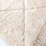 Moroccan Berber carpet Beni Ouarain ecru uni with engraved diamonds 218x142cm