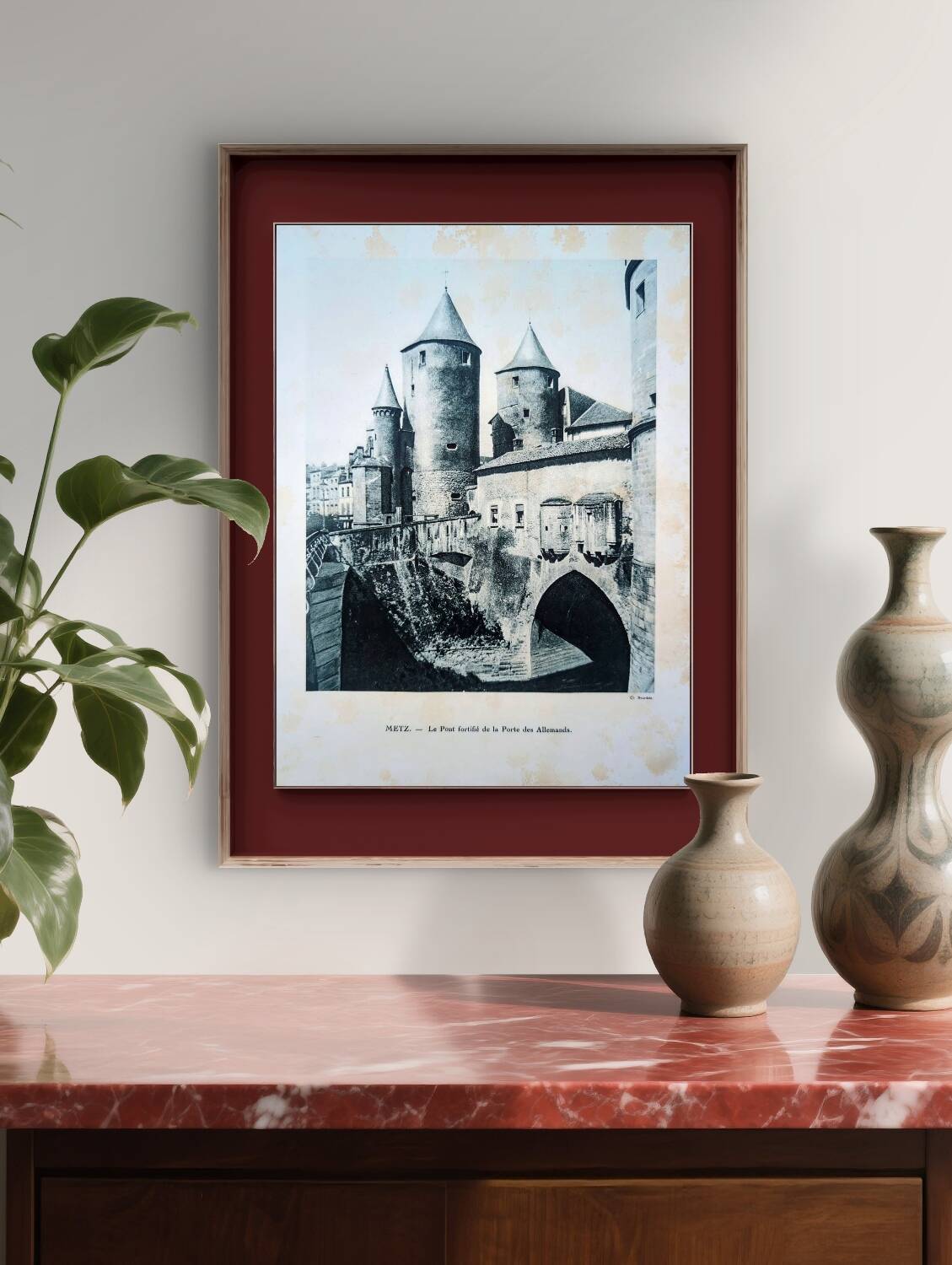 Heliogravure of Metz, vintage printed in 1926.