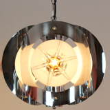Geometric vintage chandelier in chrome and glass frosted by A.V. Mazzega