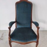 Voltaire armchair velvet striped blue