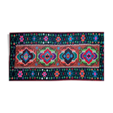 Moldavian runner rug with stylized flowers and geometric design