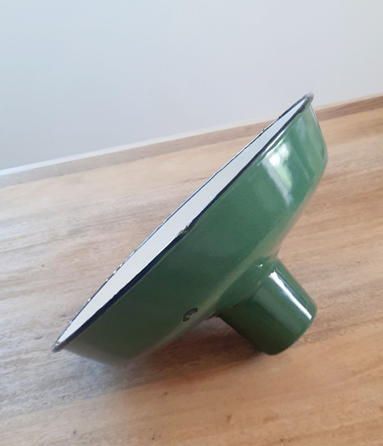 Vintage enamelled metal lampshade