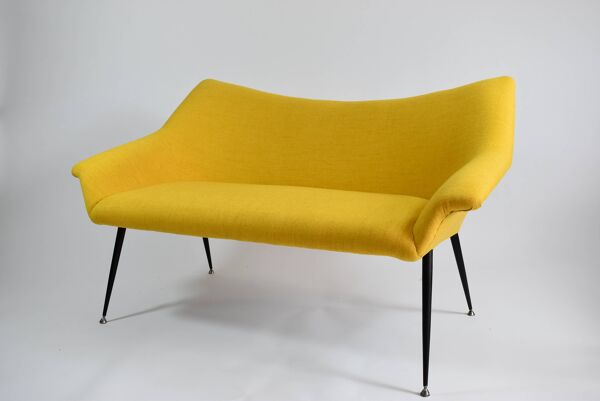 Canapé vintage deux places, république démocratique allemande, 1960, jaune