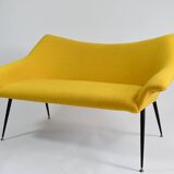 Two-seater vintage sofa, german democratic republic, 1960, yellow