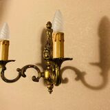 Louis XV Style double wall light in gilded bronze from the 20th century.