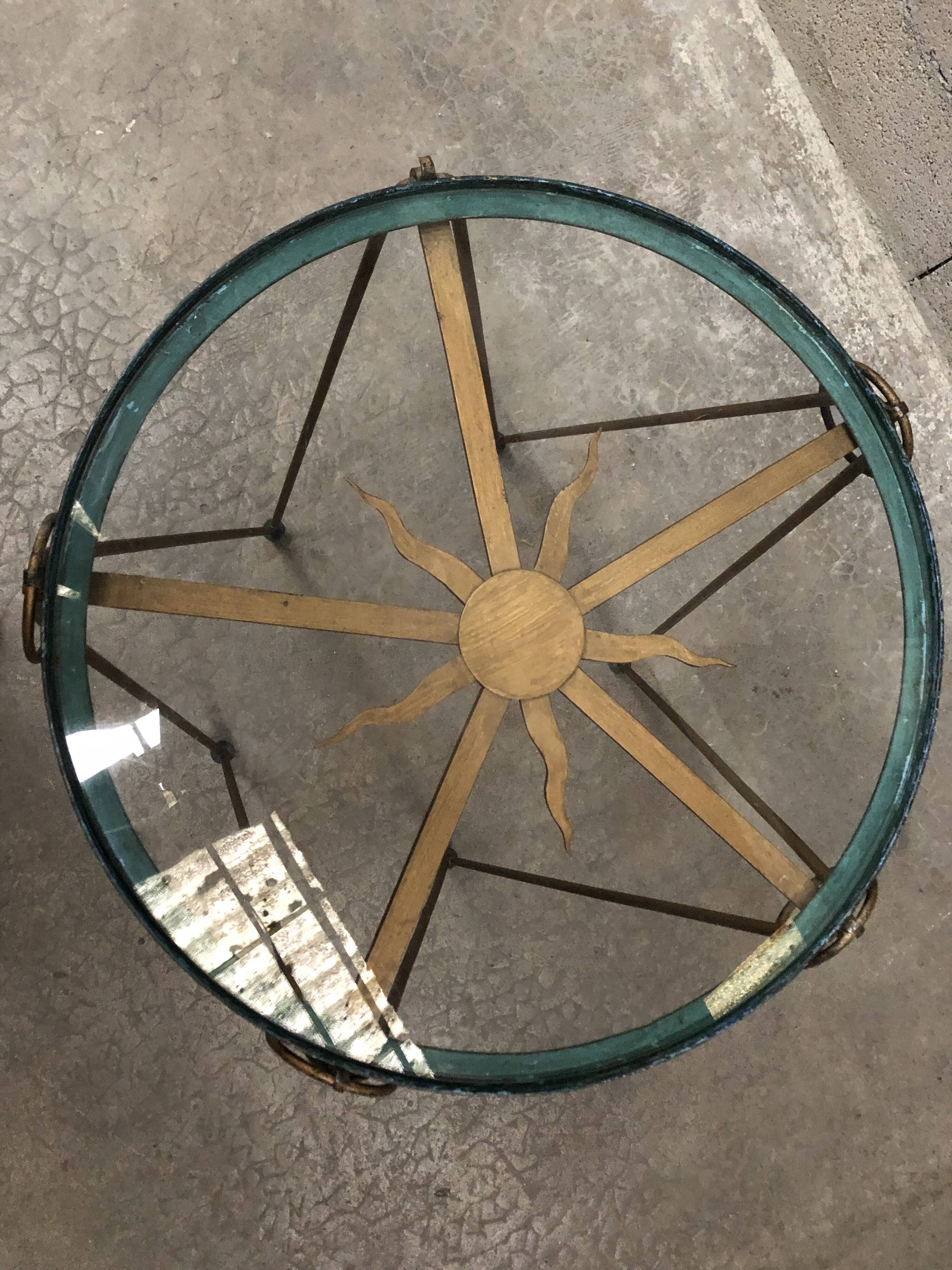 Art deco pedestal table wrought iron