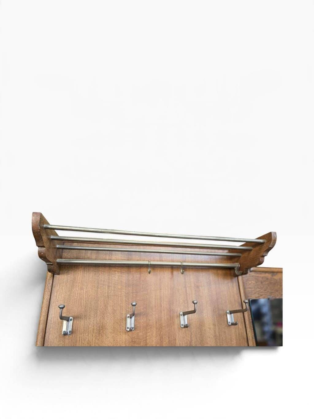 Vintage XL wall coat rack in wood for entrance / Wall coat rack