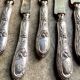 5 TG silver monogrammed dessert knives by Félix Malique, late nineteenth century