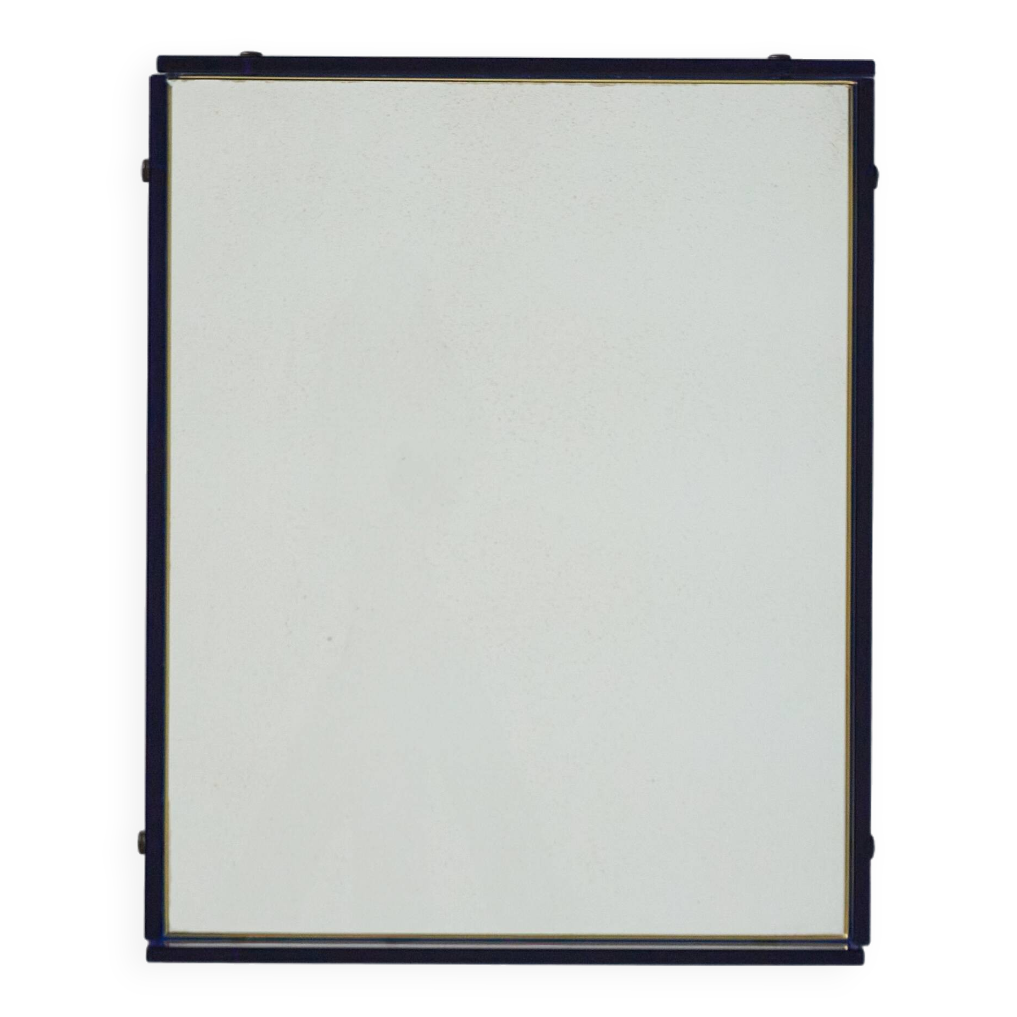 Blue Coloured and Mirrored Glass Wall Mirror, Italy, 1960s