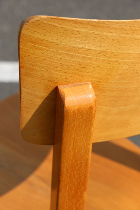 Set of 6 Baumann light beech bistro chairs model N°24
