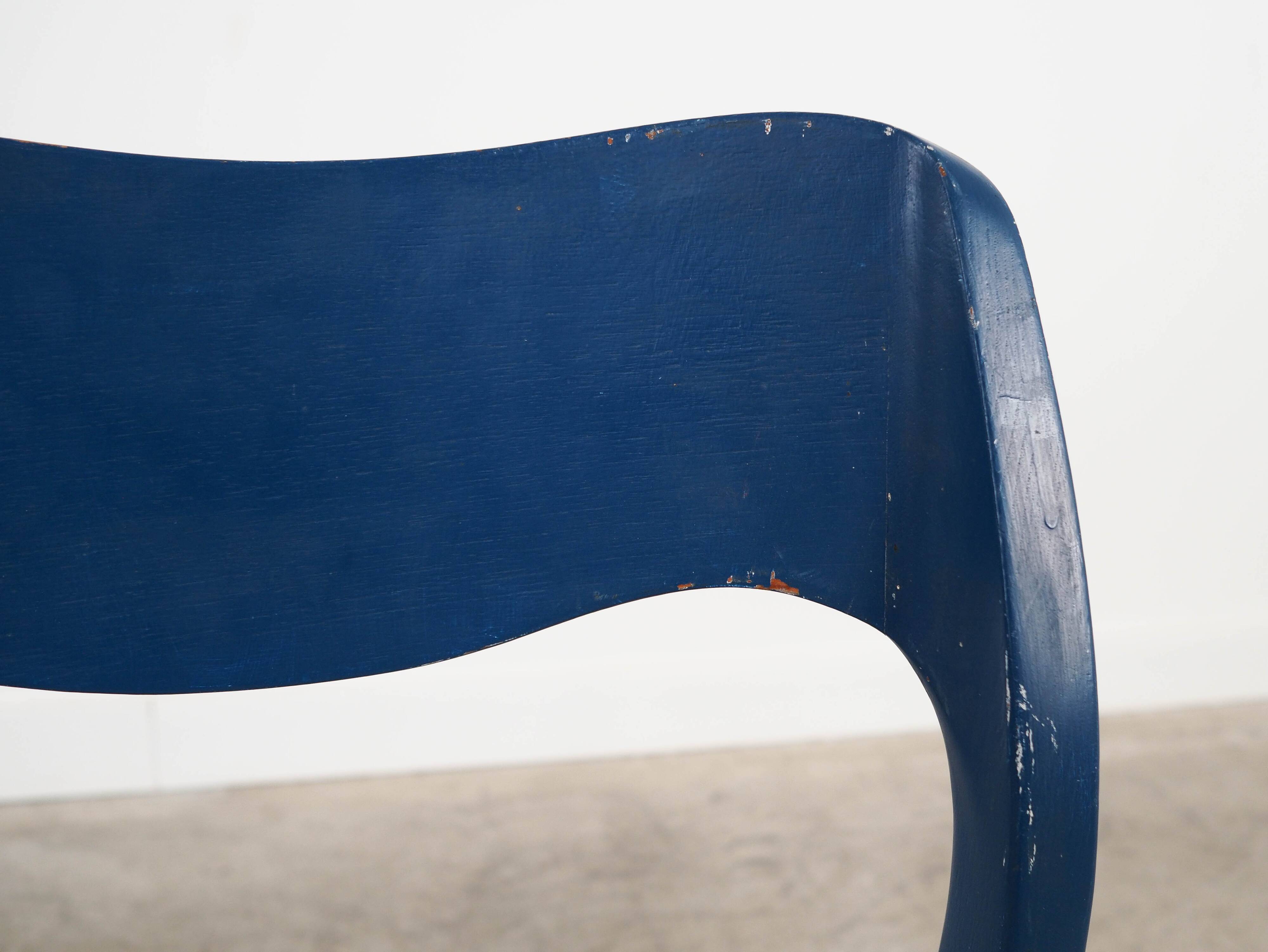 Chaise en teck bleue, design danois, années 1960, designer : Niels Otto Møller