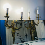 St Louis XV wall lights in solid gilded bronze with curved branches