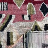 Pink and red Berber Boujad rug in wool, bohemian decor.