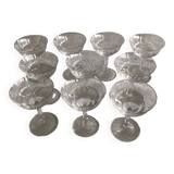 10 liqueur glasses engraved in Vintage crystal