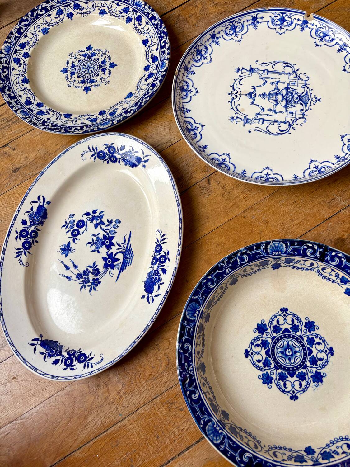 5 large serving plates, French production