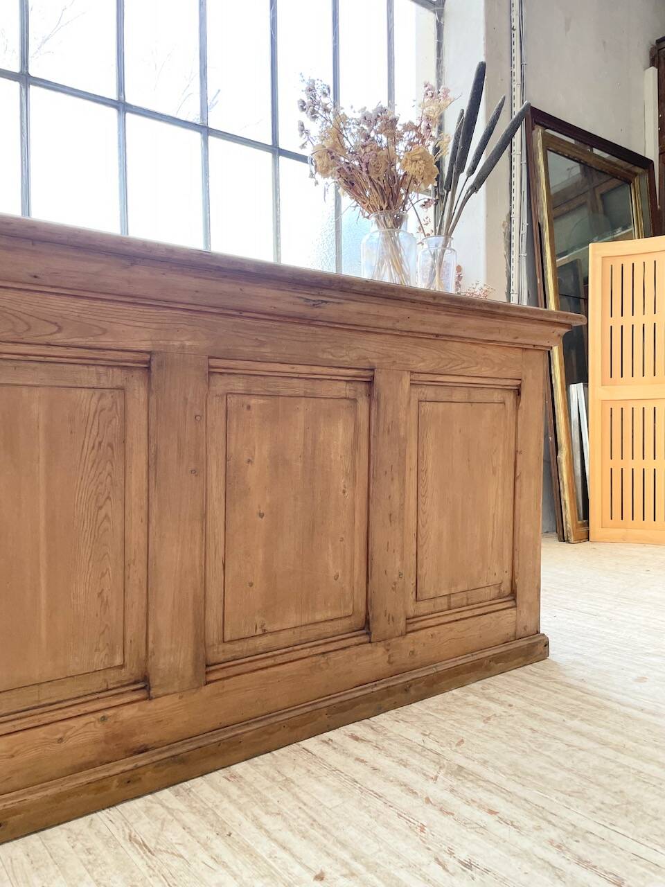 2m pine counter or central island with storage