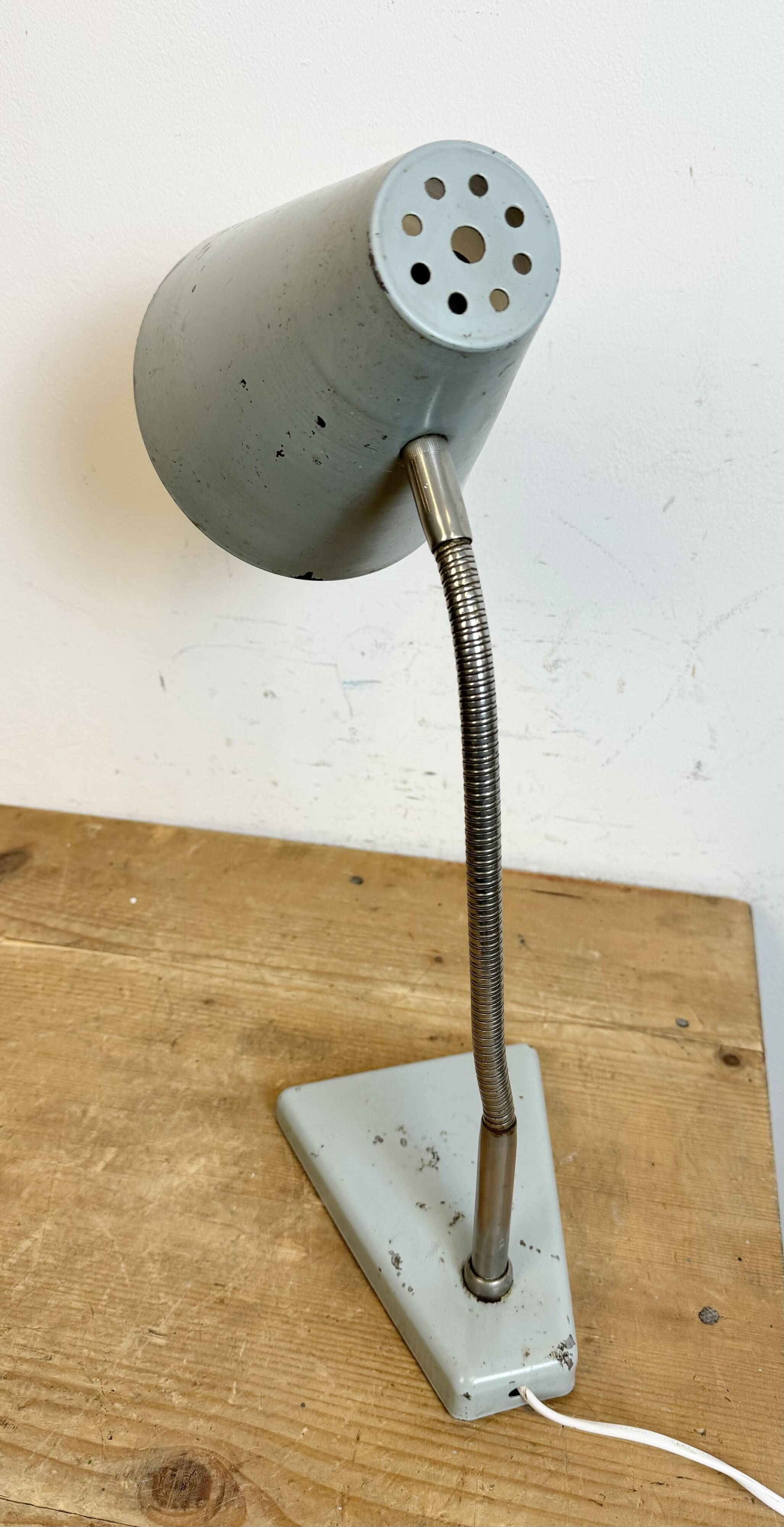 Grey Industrial Gooseneck Table Lamp from Zaos, 1960s