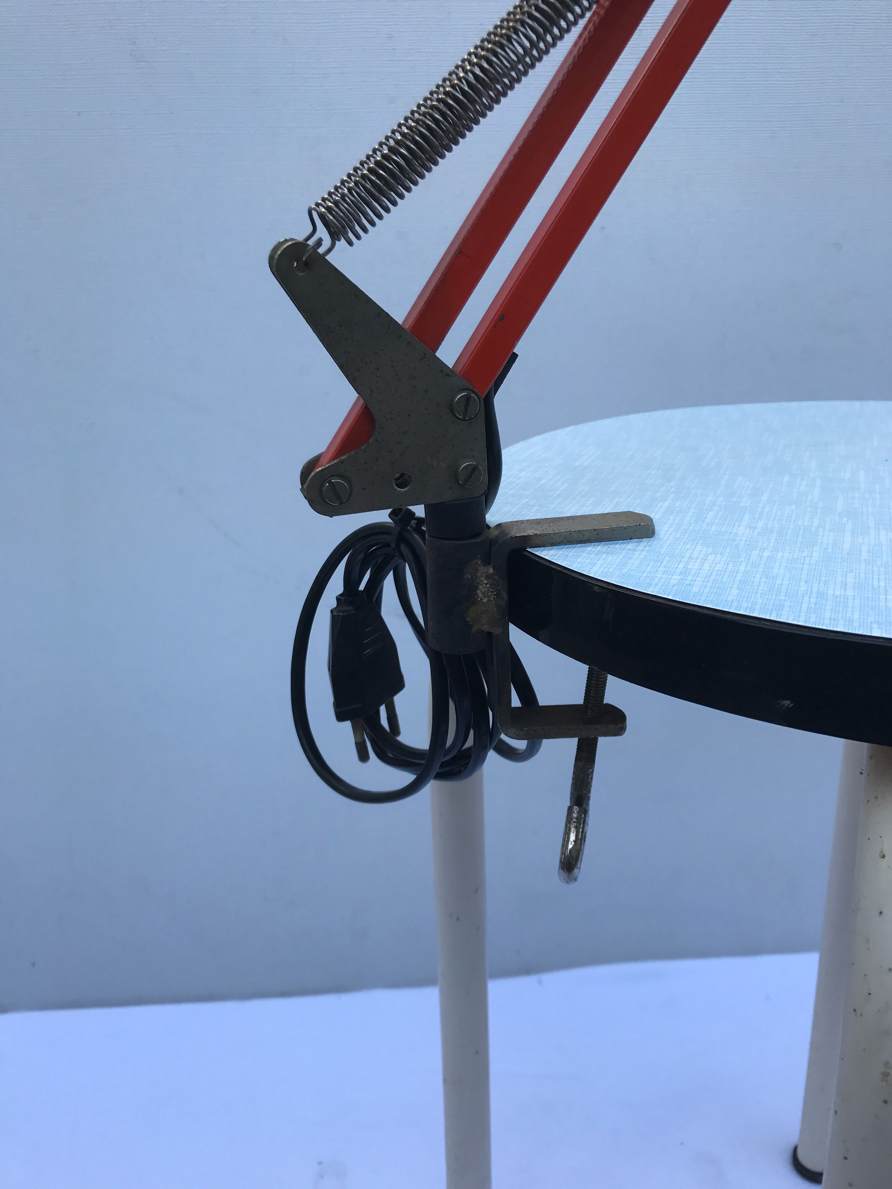 Architect articulated metal globe orange vintage 50s desk lamp