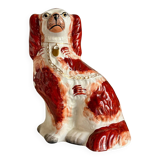 Staffordshire porcelain King Charles Cavalier dog in red, number 1, 19th century.