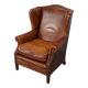 Fauteuil vintage hollandais en cuir cognac