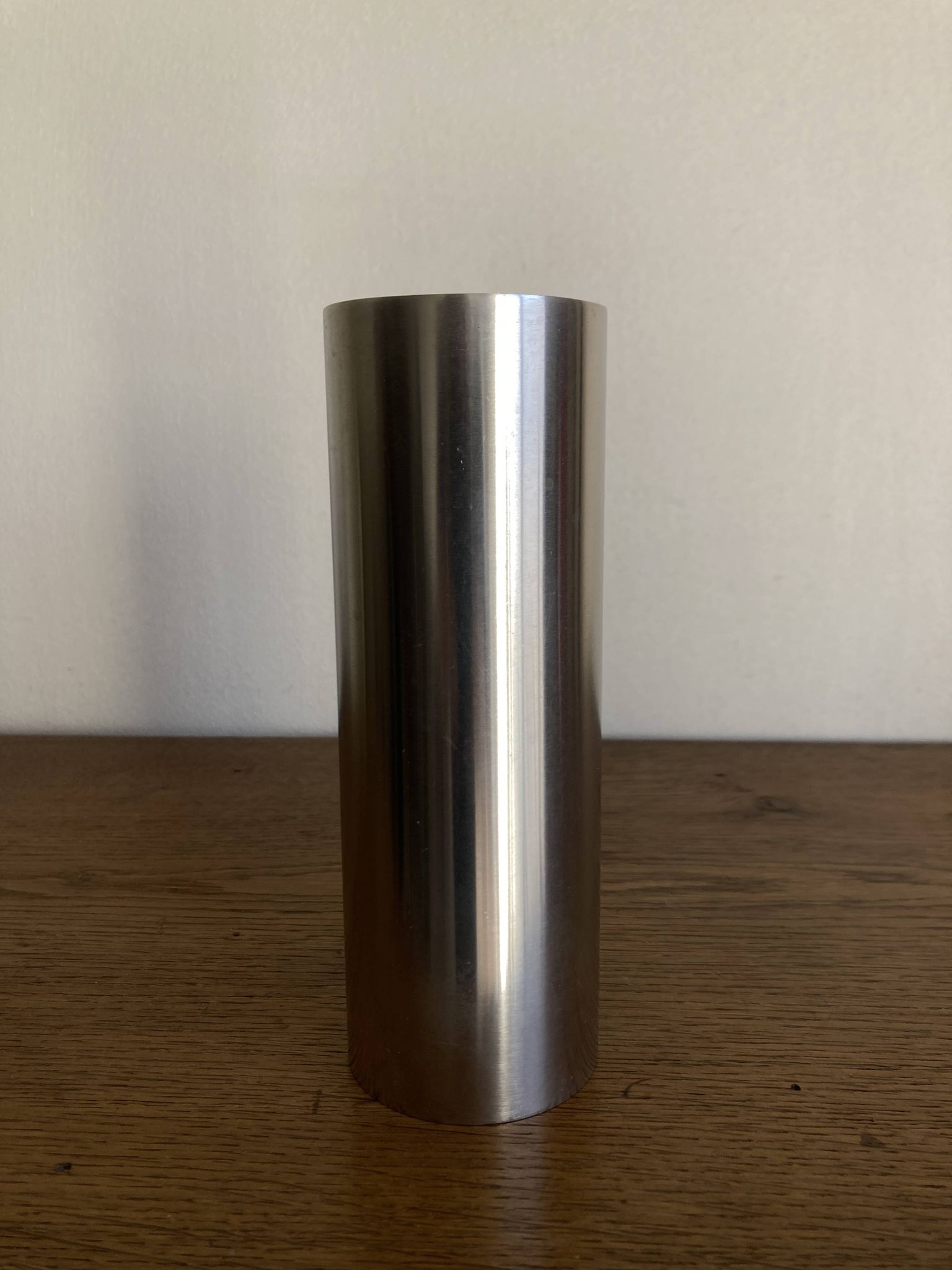 Space Age 1970s brushed steel flower vase