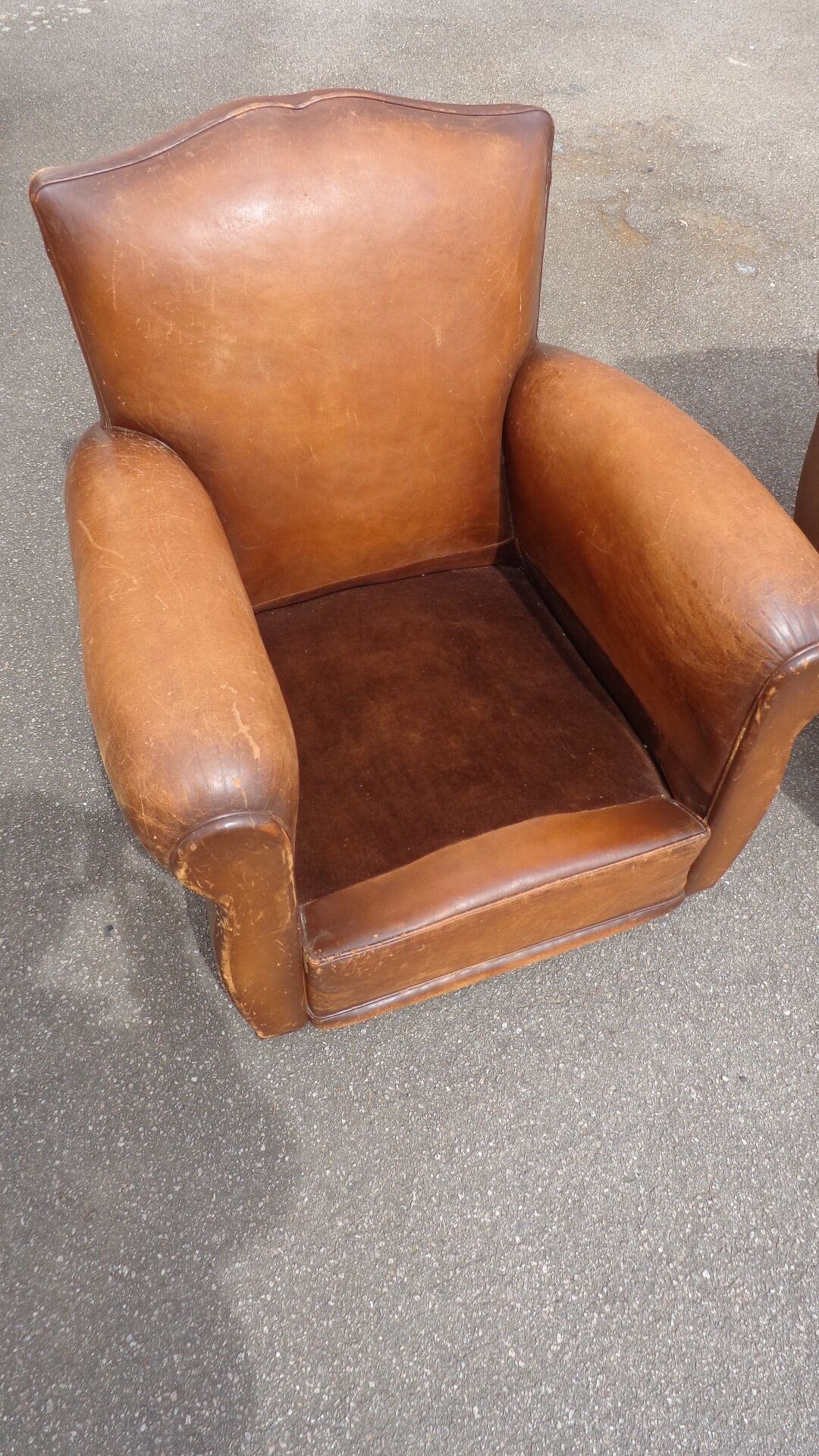 Pair of leather club armchairs