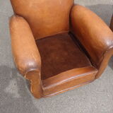Pair of leather club armchairs