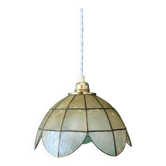 Vintage pendant light in mother-of-pearl and brass