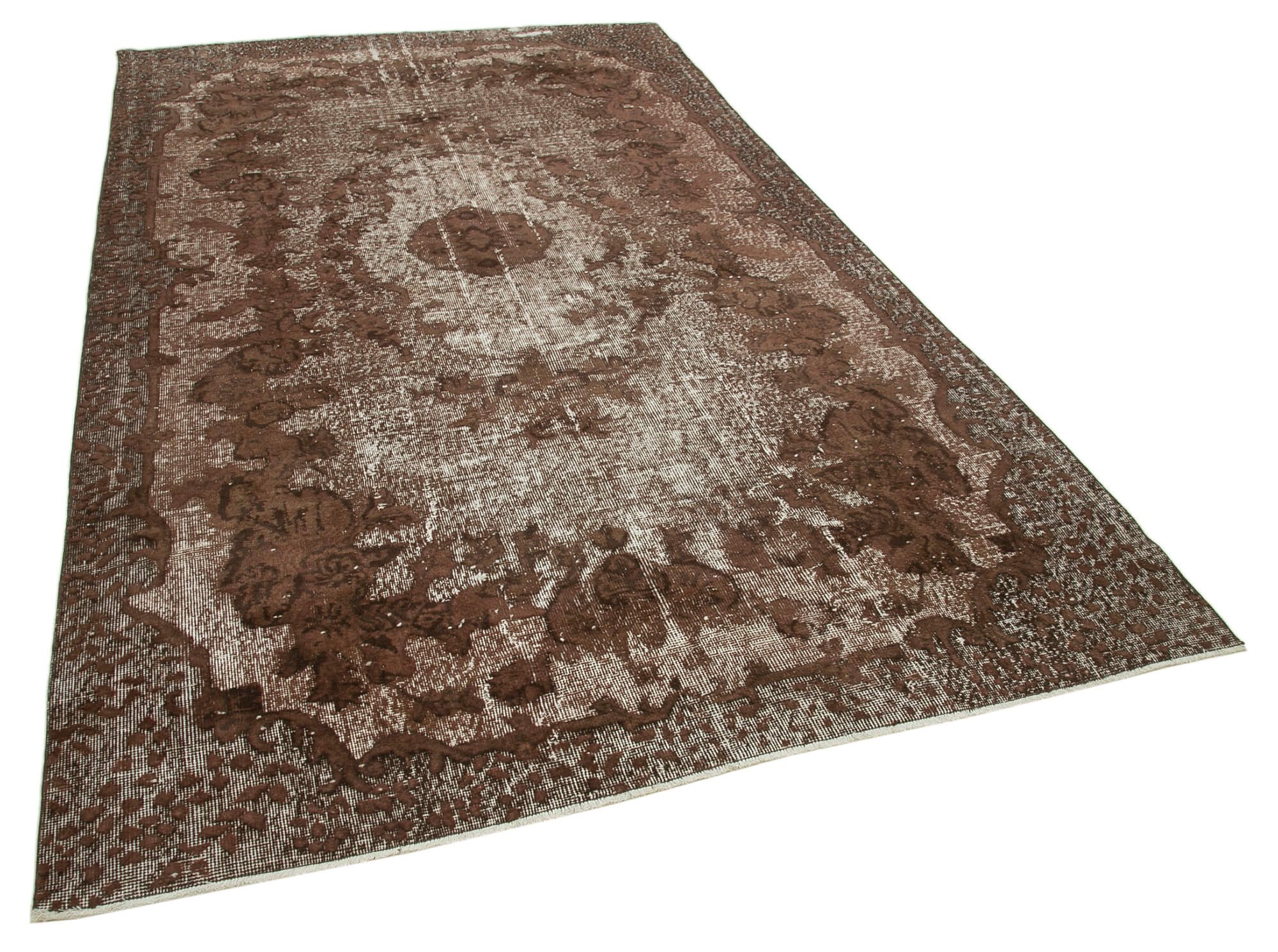 Handmade rustic anatolian 1980s 192 cm x 332 cm brown rug