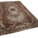 Handmade rustic anatolian 1980s 192 cm x 332 cm brown rug