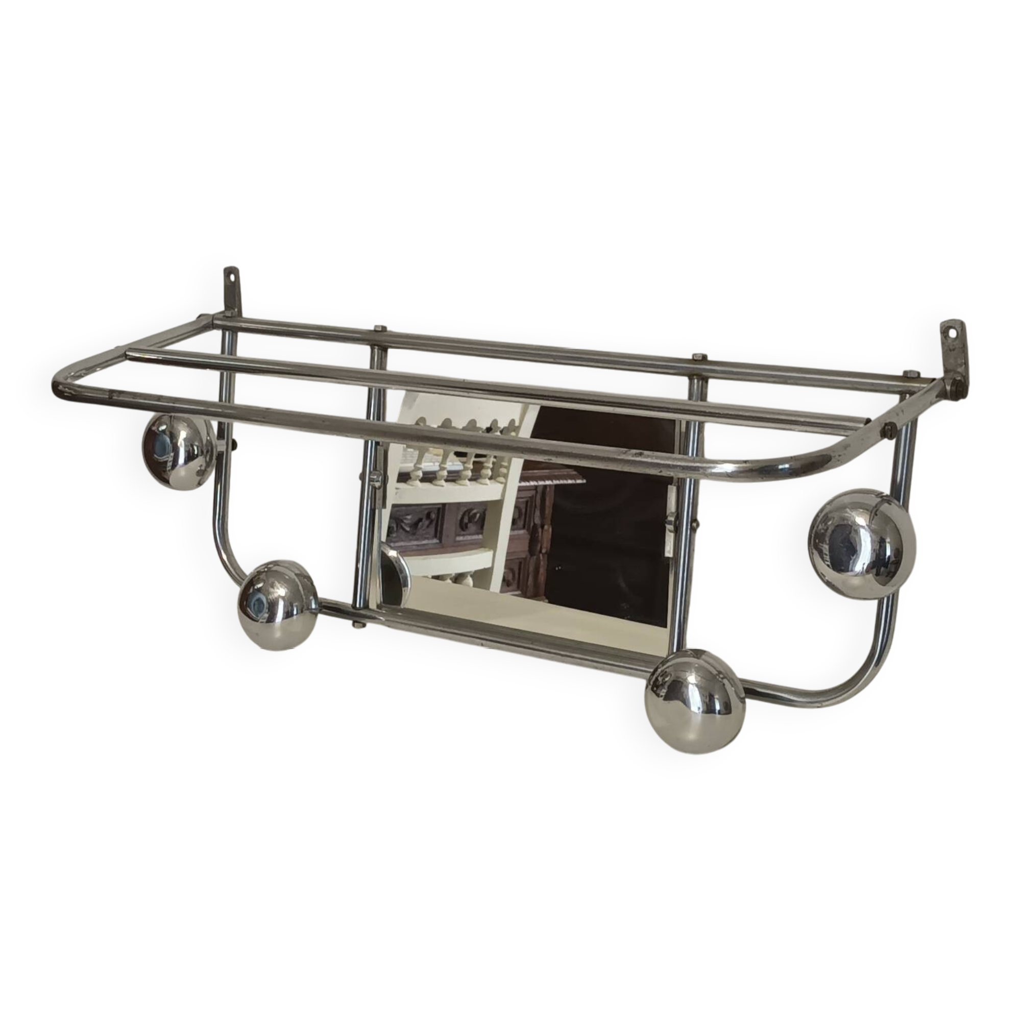 Vintage chrome wall coat rack