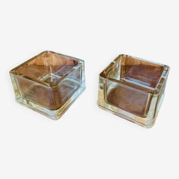 Duo of Lumax glass pockets, XL size, vintage 1950s.