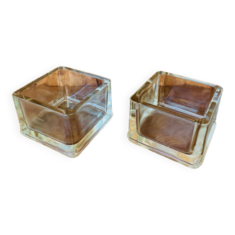 Duo of Lumax glass pockets, XL size, vintage 1950s.