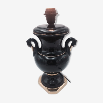 Foot lamp in Black ceramic baluster, 80s