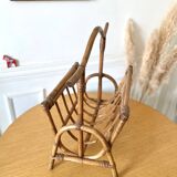 Vintage bamboo rattan magazine rack