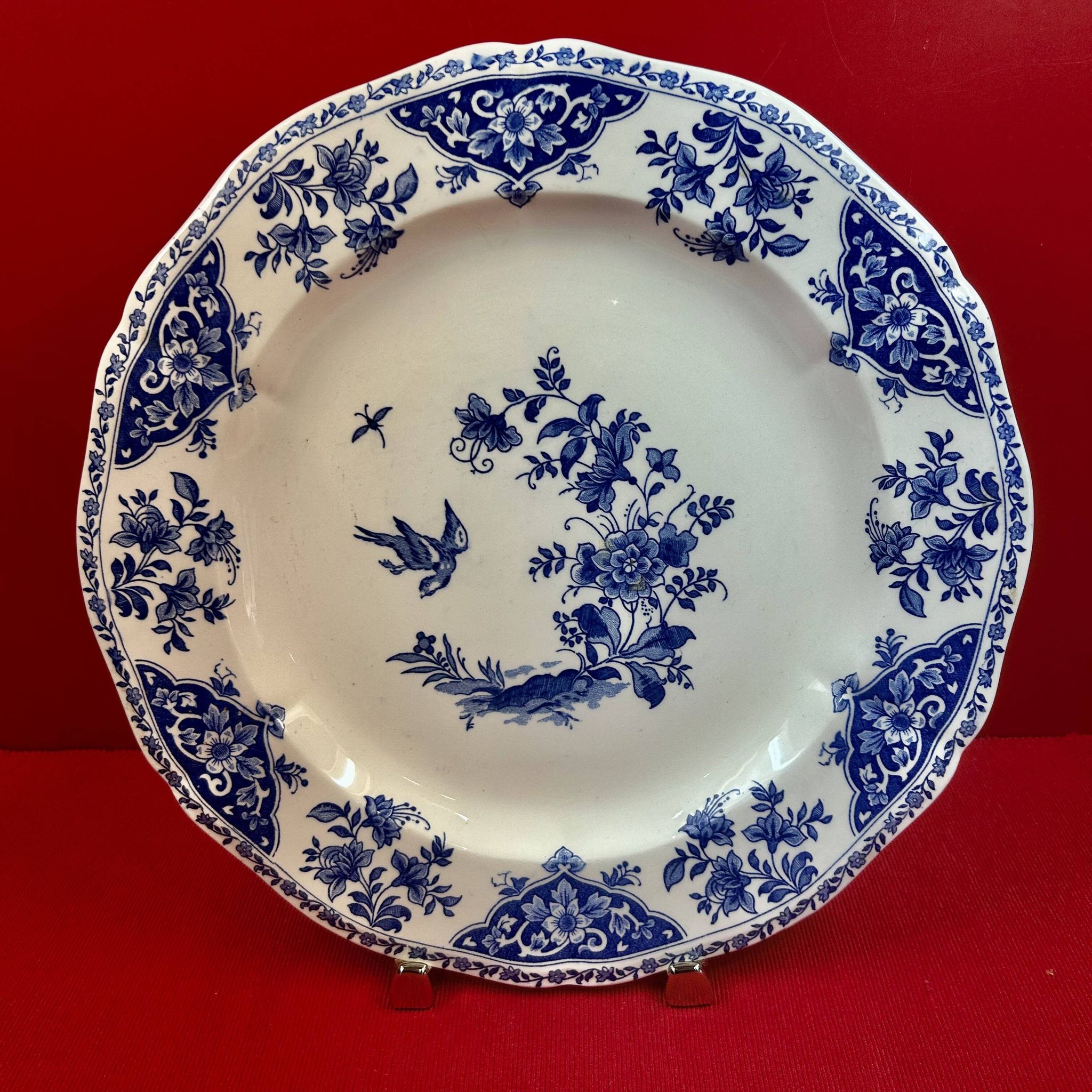 Soup tureen in gien earthenware & its dish, dauphin model delft blue and